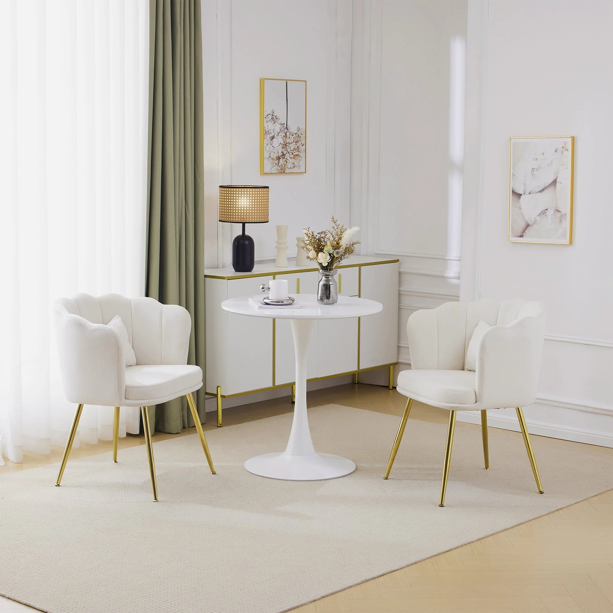 Chairs, Modern Upholstered with Petal Back & Butterfly Cushions, Velvet - Image 3