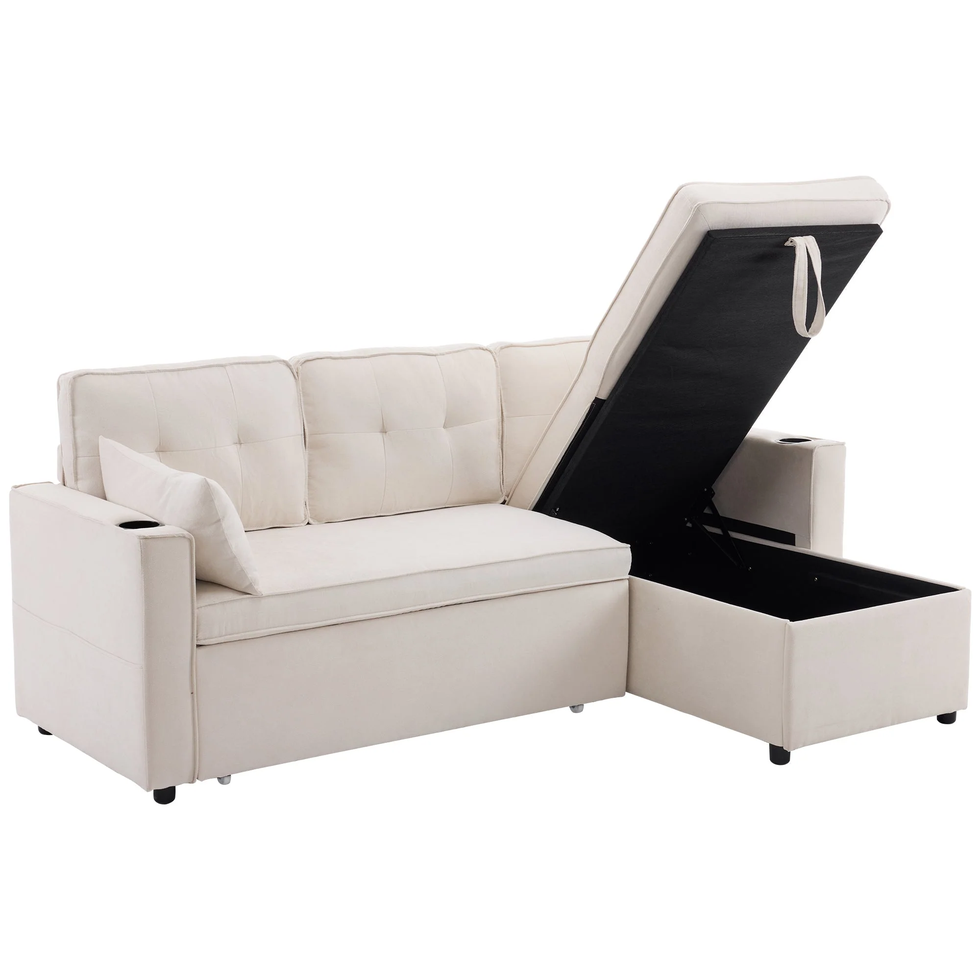Chaise Longue Sofa, Beige - Image 4