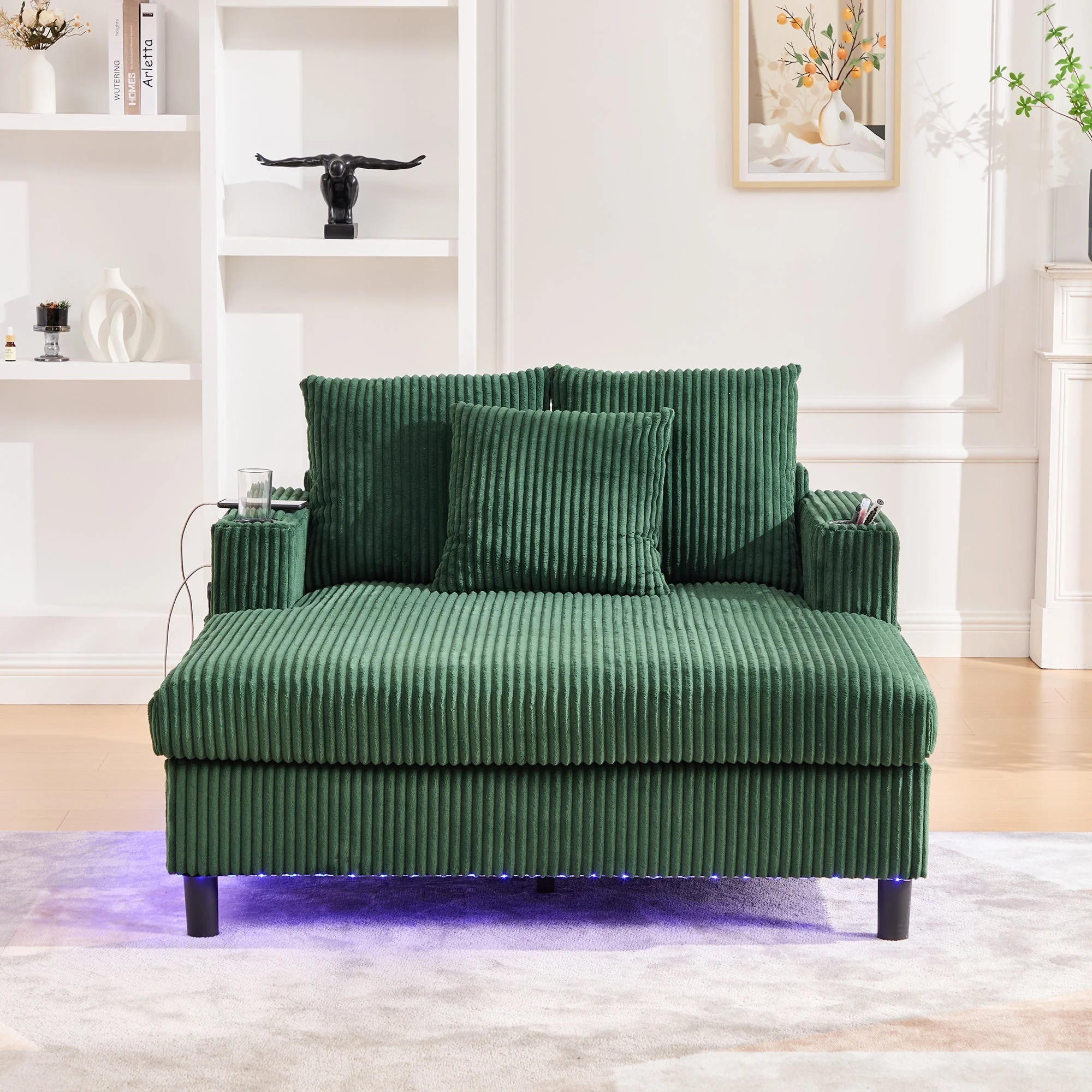Chaise Lounge Recliner, Soft with Cup Holders, USB Ports, LED Lighting - Image 7
