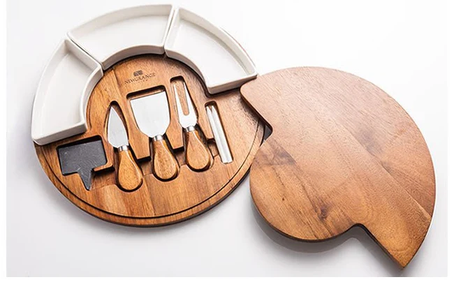 Cheese Board Set w/Ceramic Dishes