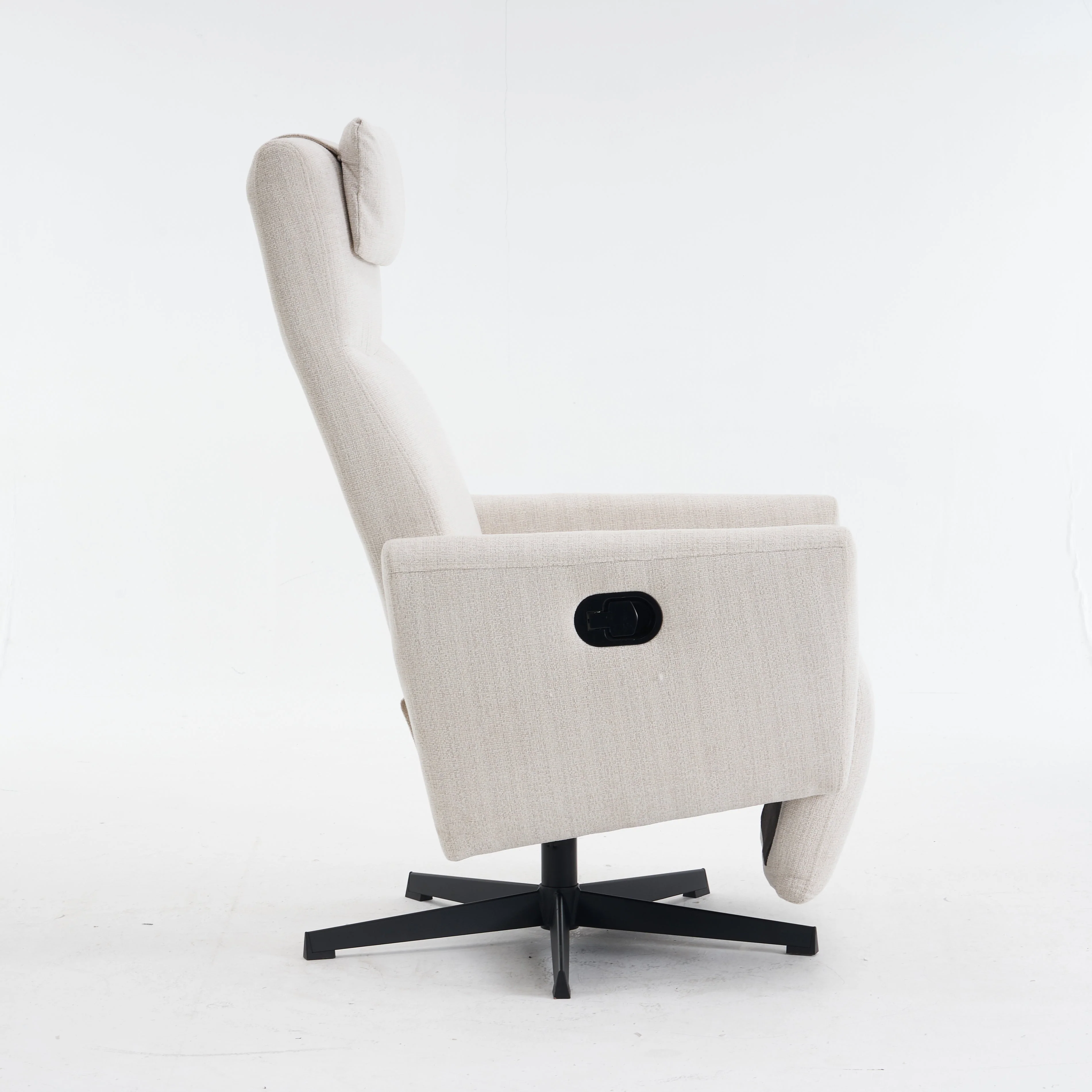 Chenille Fabric Recliner with Pillow Padded Seat and Footrest, Beige - Image 5