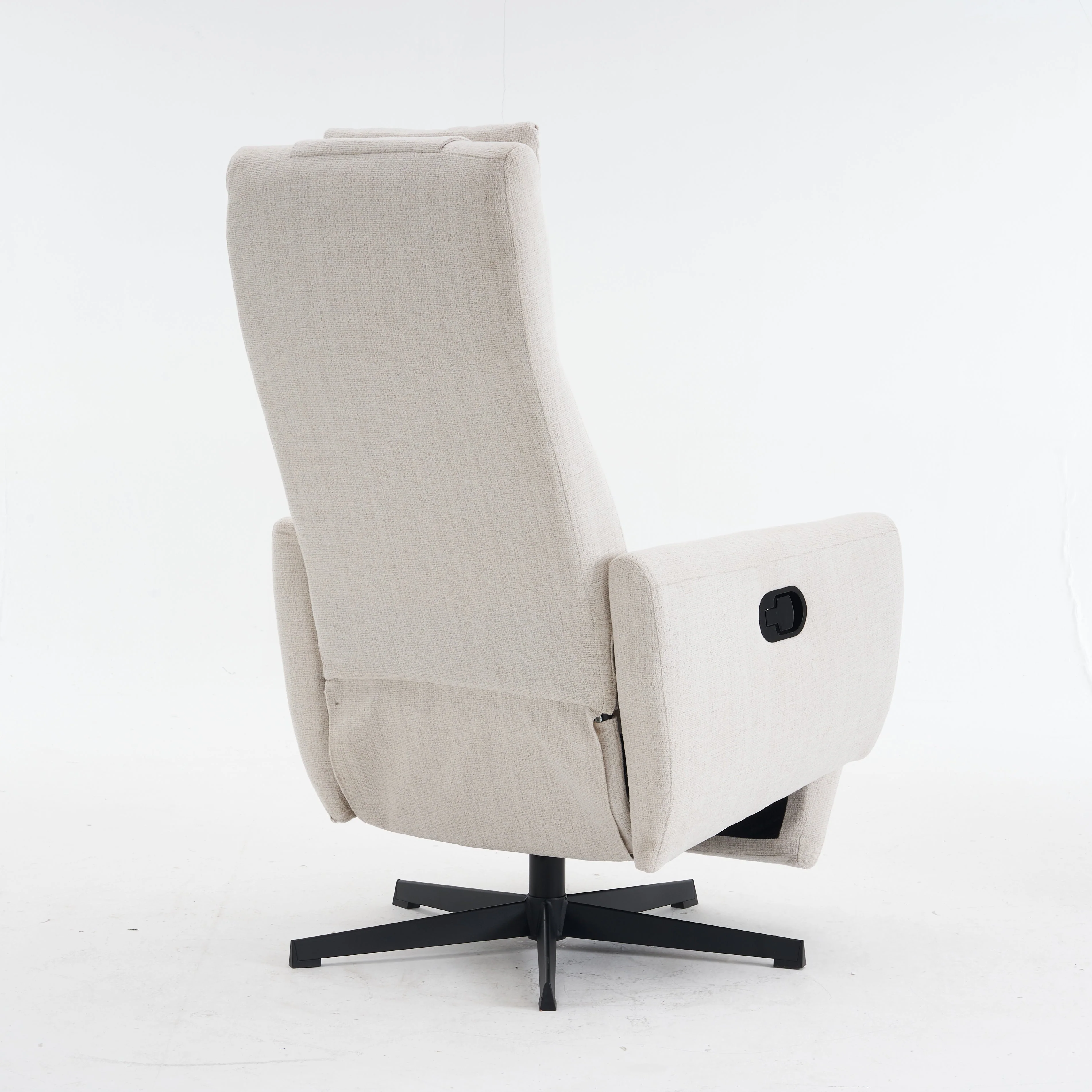 Chenille Fabric Recliner with Pillow Padded Seat and Footrest, Beige - Image 7