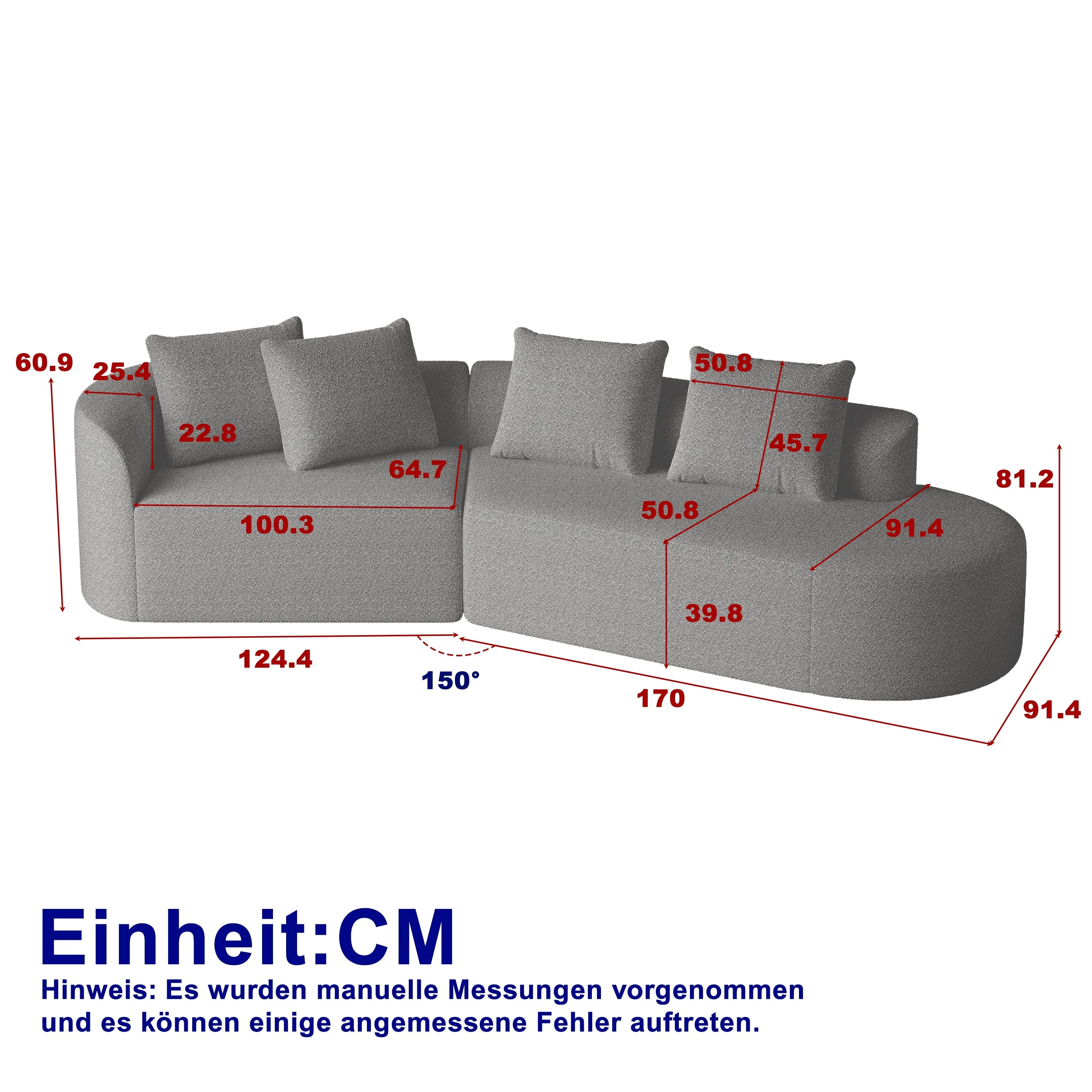 Chenille Sofa, Modern Oversized 4-Seater Corner with Deep Seat & Pillows, Cloud Couch - Image 2