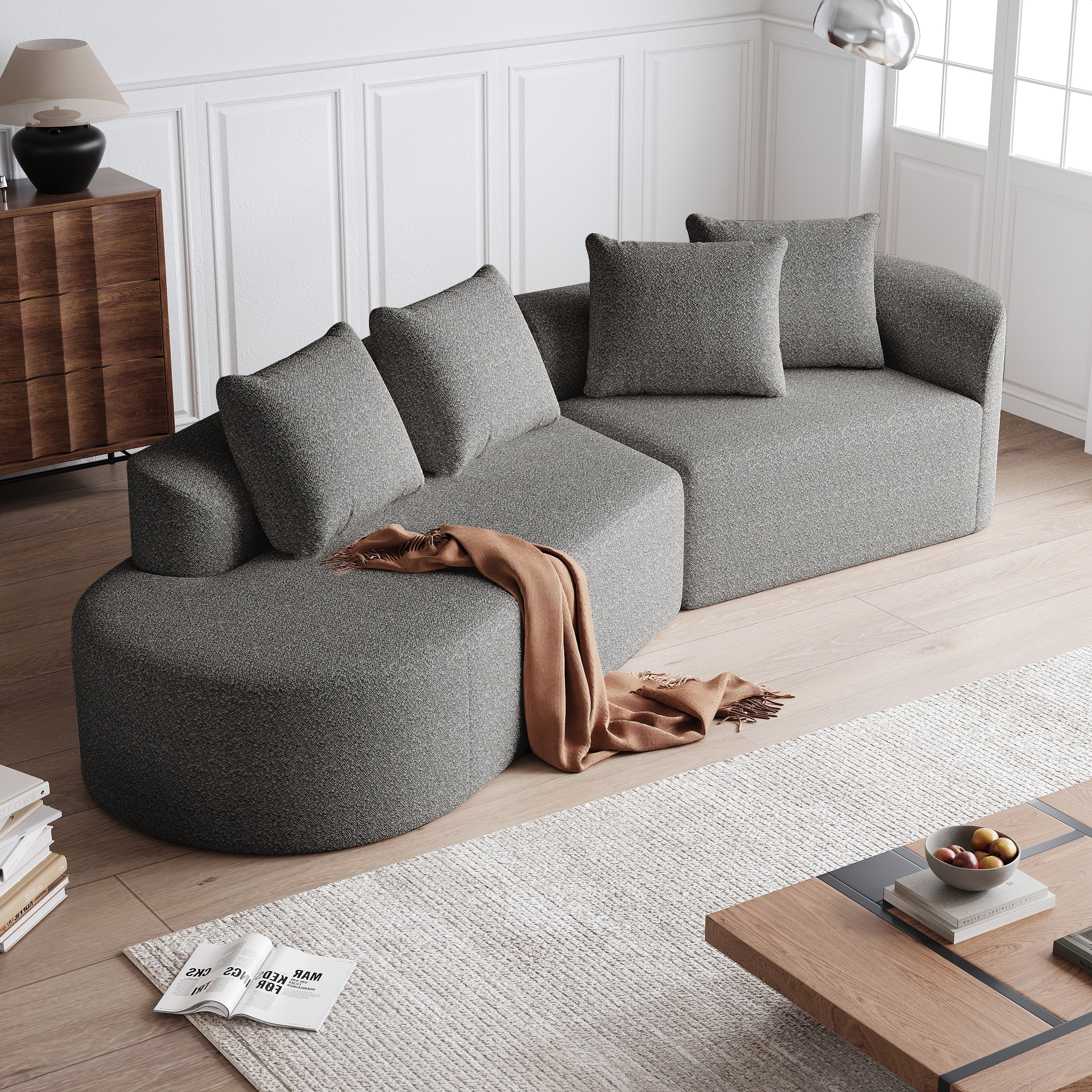 Chenille Sofa, Modern Oversized Corner, 4-Seater, Cloud Couch - Image 8