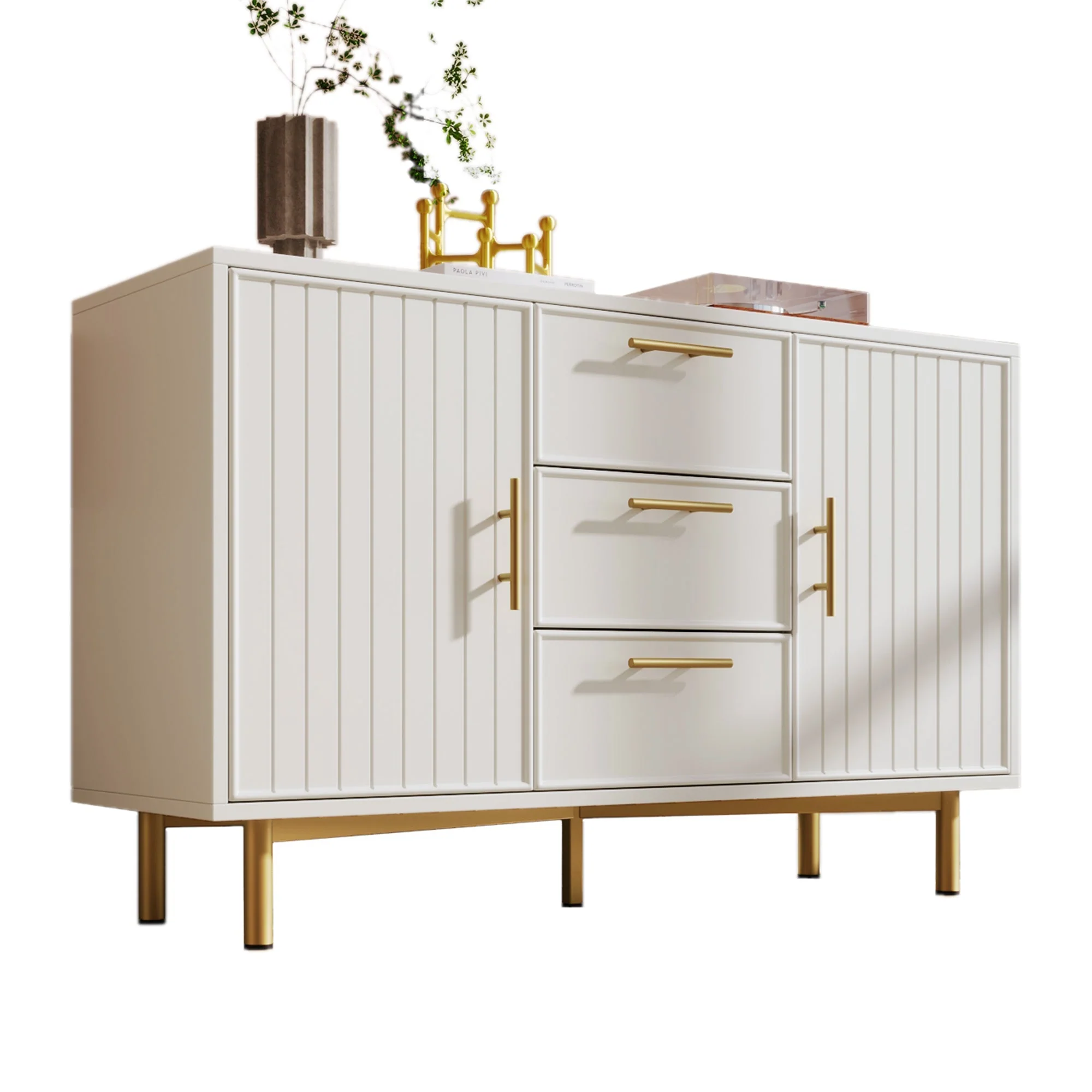 Chest of Drawers, 2 Doors, 3 Drawers, Adjustable Shelf, White - Image 7