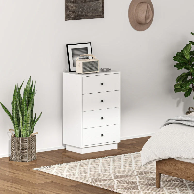 Chest of Drawers, 4 Drawer Wood Storage Cabinet, White