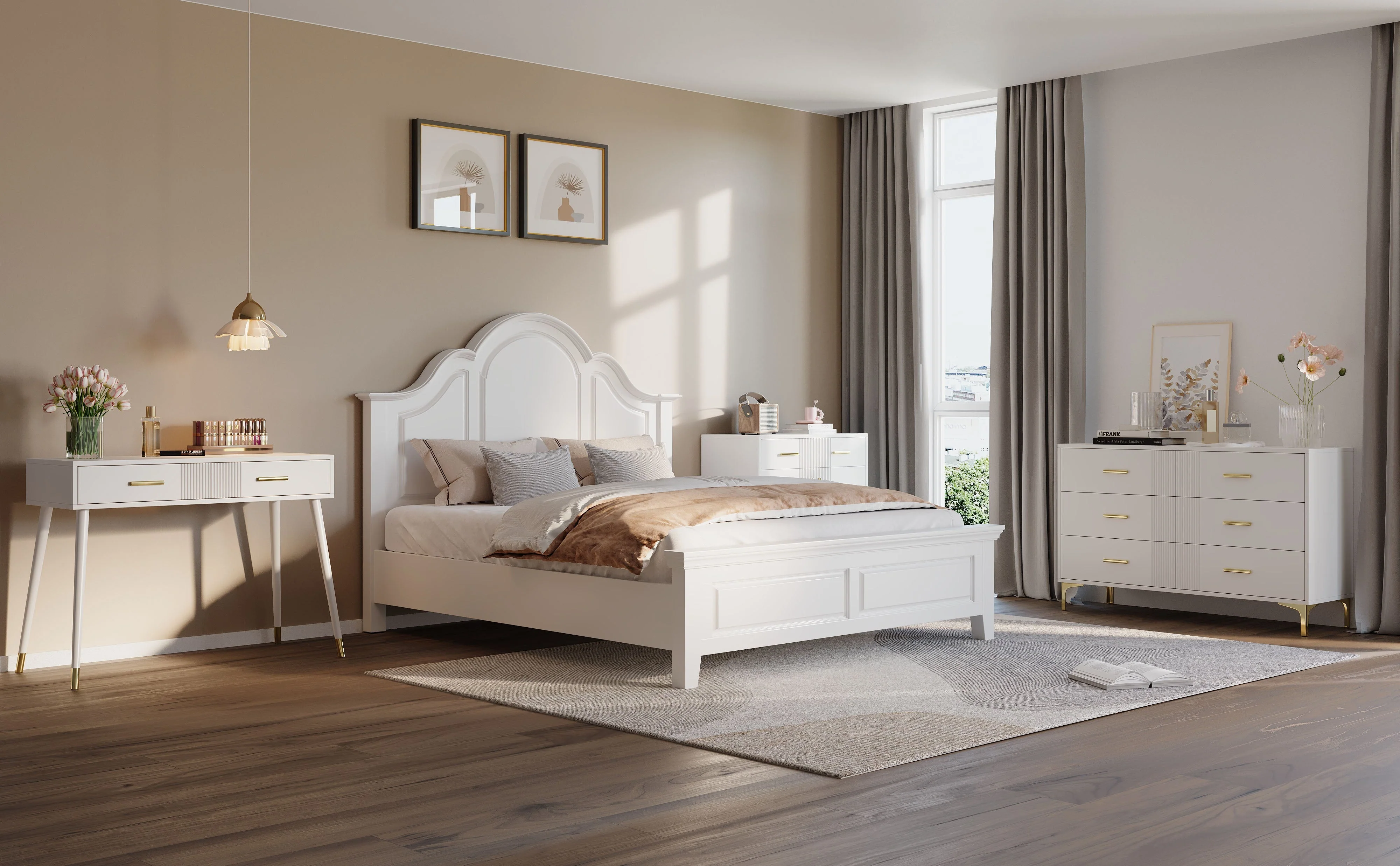 Chest of drawers 6 drawers for living room and bedroom, white - Image 5