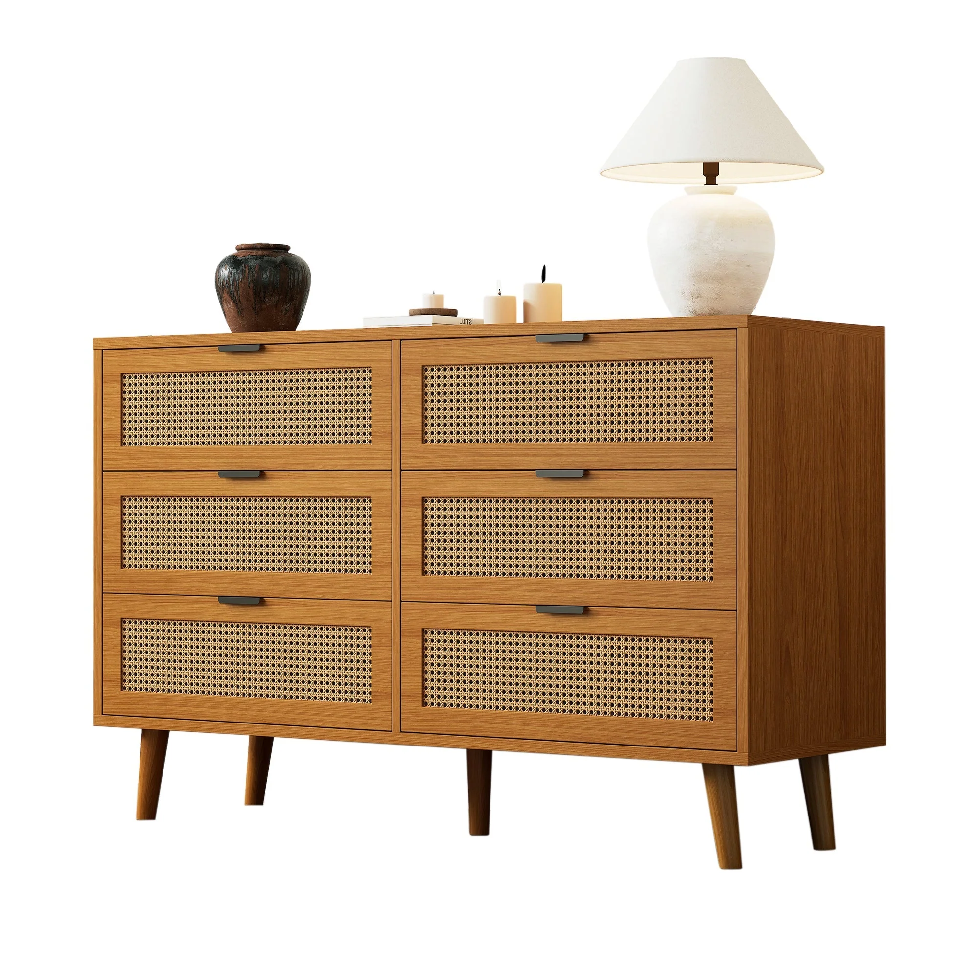 Chest of drawers 6 drawers with metal handles made of wood - Image 3