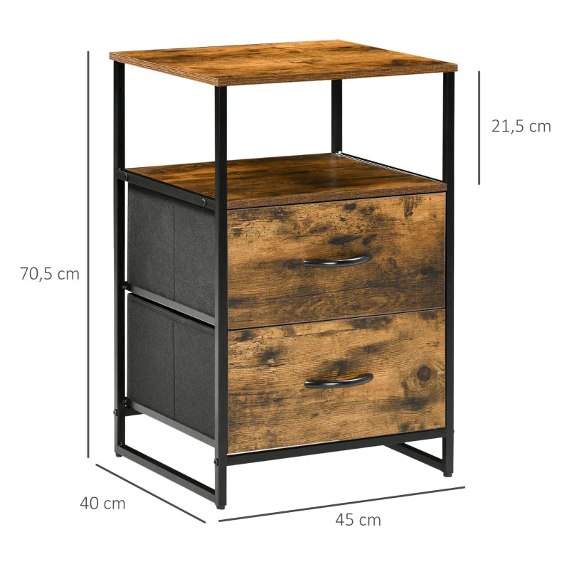 Chest of Drawers, Fabric Drawers Industrial Style, Rustic Brown - Image 3