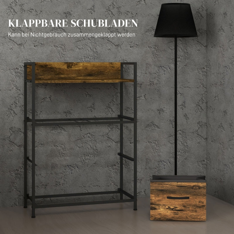 Chest of Drawers Sideboard, 4 Fabric Drawers, Industrial, Brown/Black - Image 6