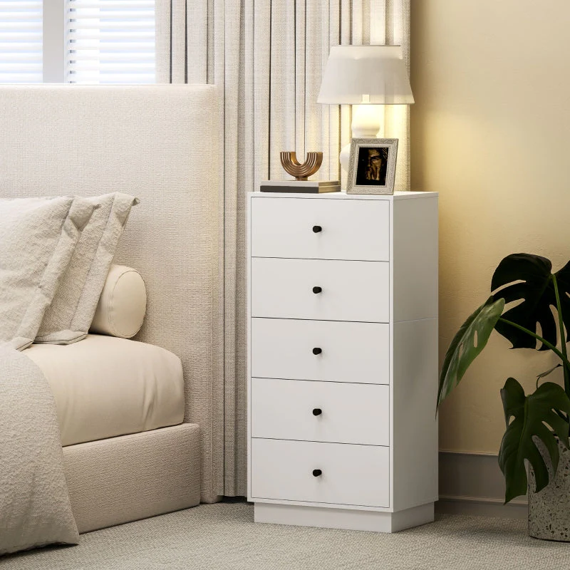 Chest of Drawers Sideboard, 5 Drawers, Wood, White - Image 2