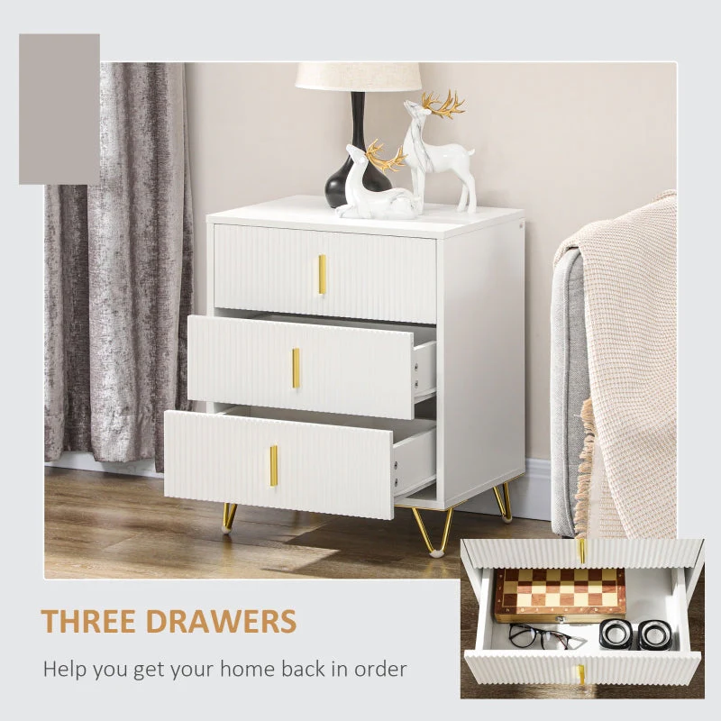 Chest of Drawers, Three Drawer Storage Unit, White/Gold-Tone - Image 5