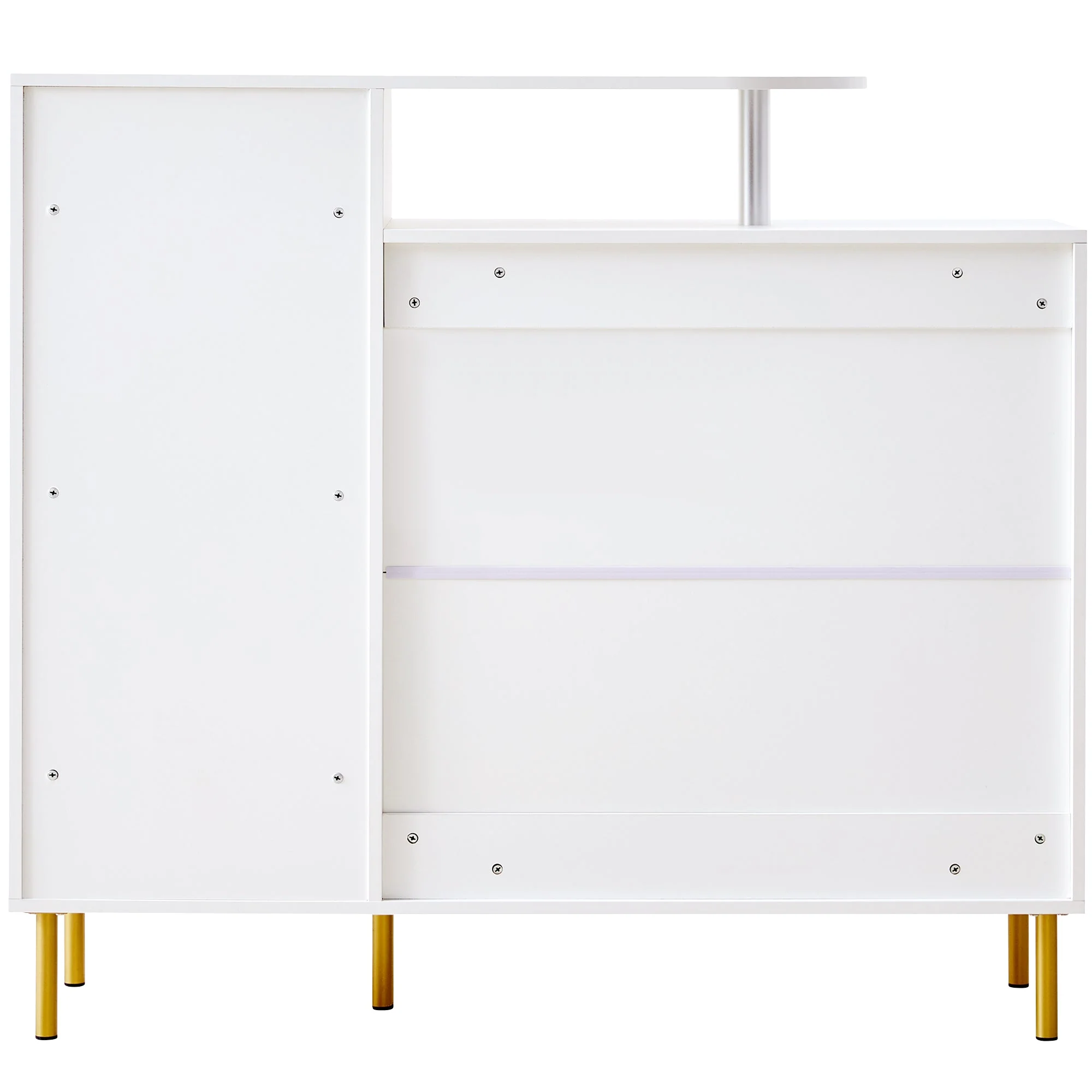 Chest of Drawers with Metal Handles, 1 Drawer, 3 Doors, on Metal Feet, White - Image 11