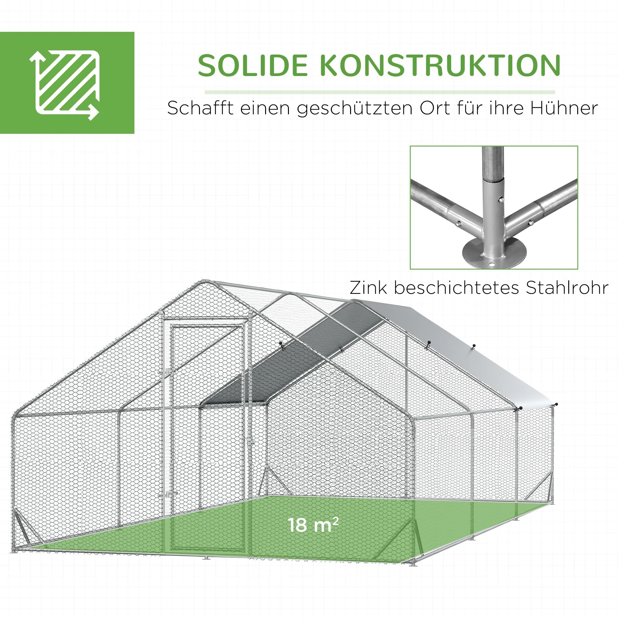 Chicken Coop, 3x6x2m XXL Outdoor, Steel - Image 6