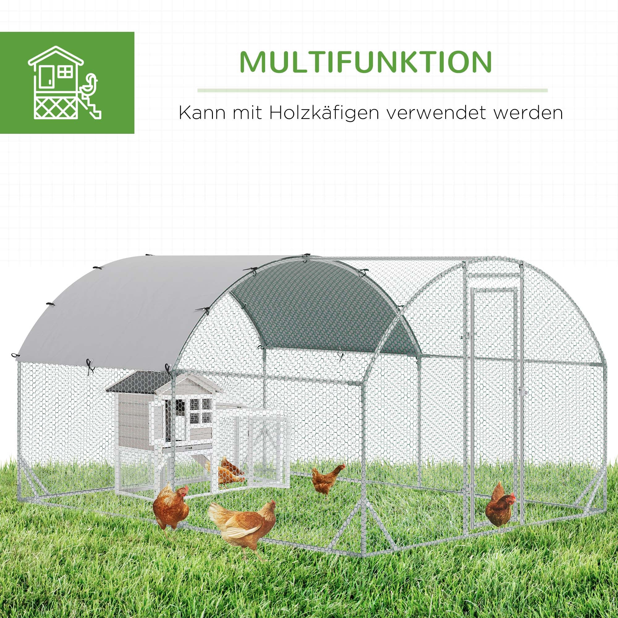 Chicken Coop Free-Range Enclosure, 280 x 380 x 197 cm, Steel - Image 6