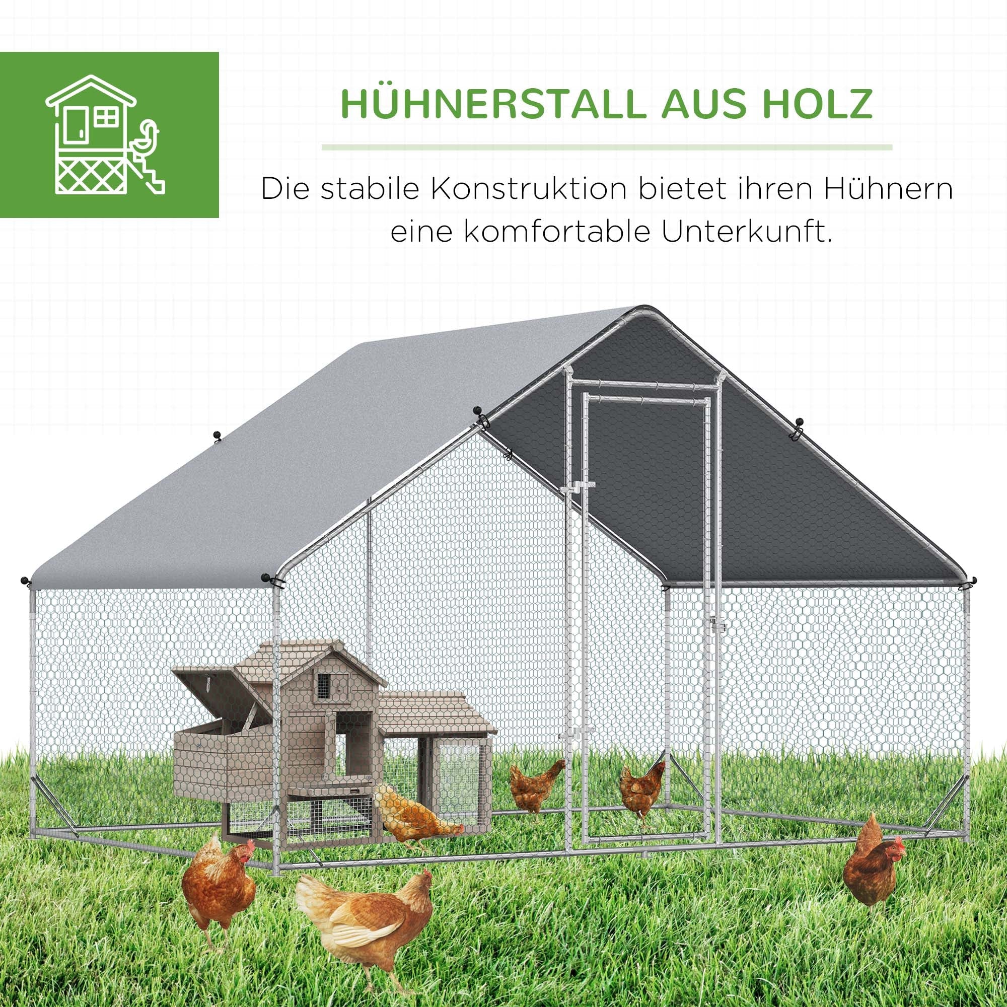 Chicken Coop Free-Range Enclosure, 300 x 200 x 200 cm, 4-6 Chickens, Steel, Silver - Image 5