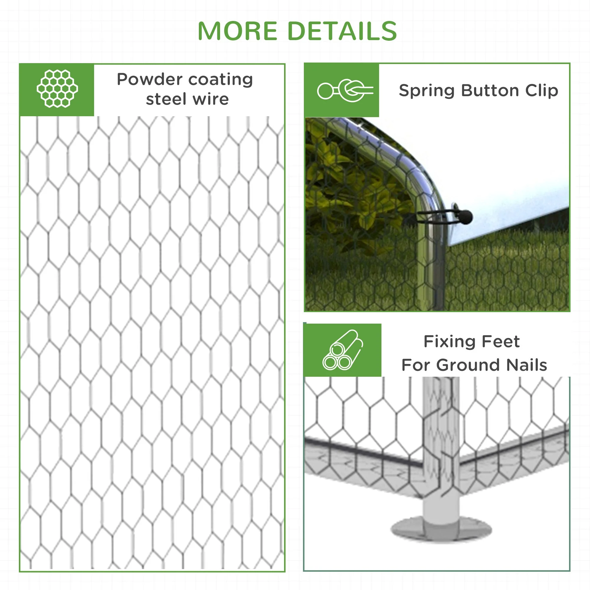 Chicken Coop Free-Range Enclosure, Sunshade Roof, Steel, Silver - Image 7
