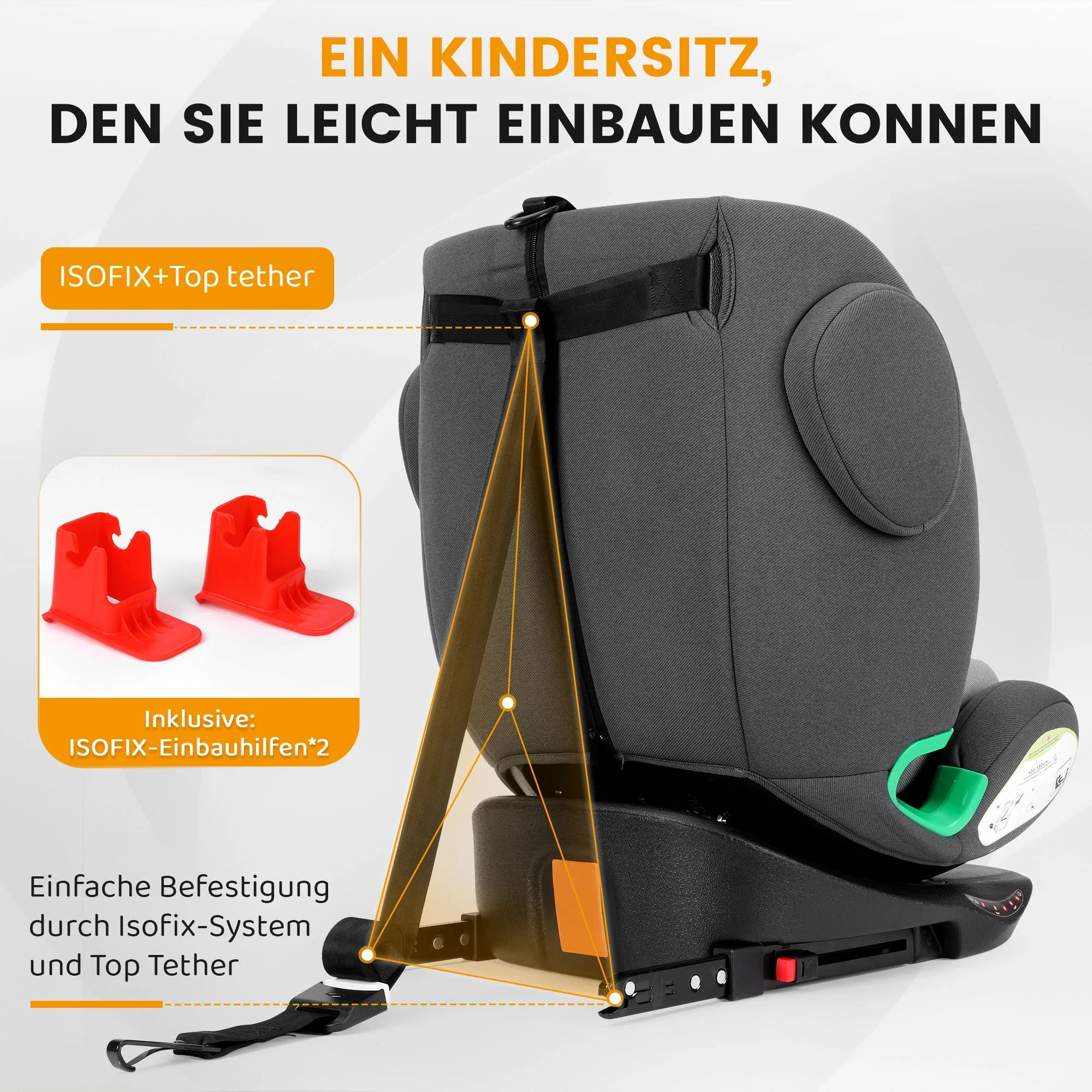 Child Car Seat 360° Rotating i-Size ISOFIX 40-150cm (0-36kg) Grey - Image 7