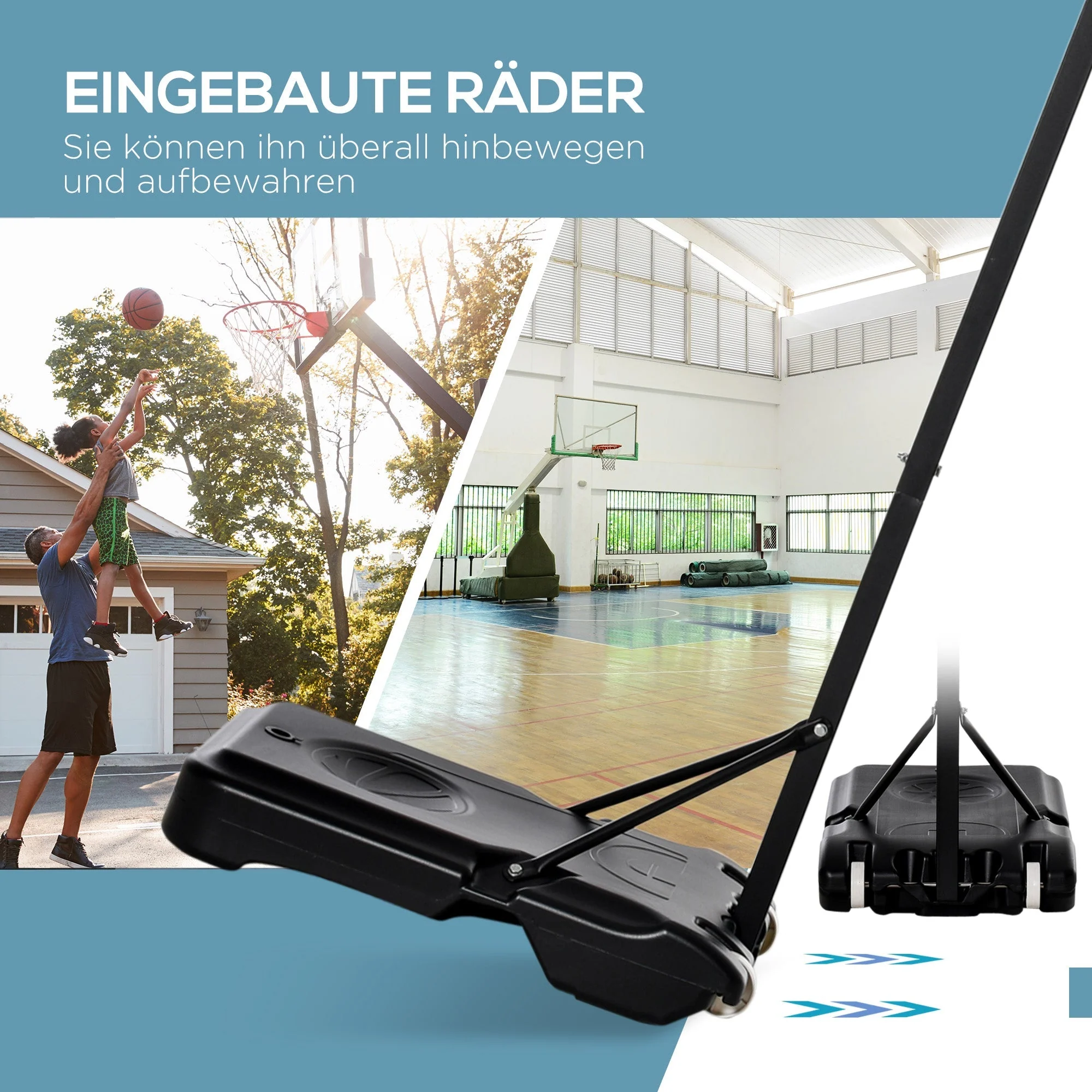 Children's Basketball System, Adjustable, Rollable, Water-Fillable, Black PE & Steel - Image 5