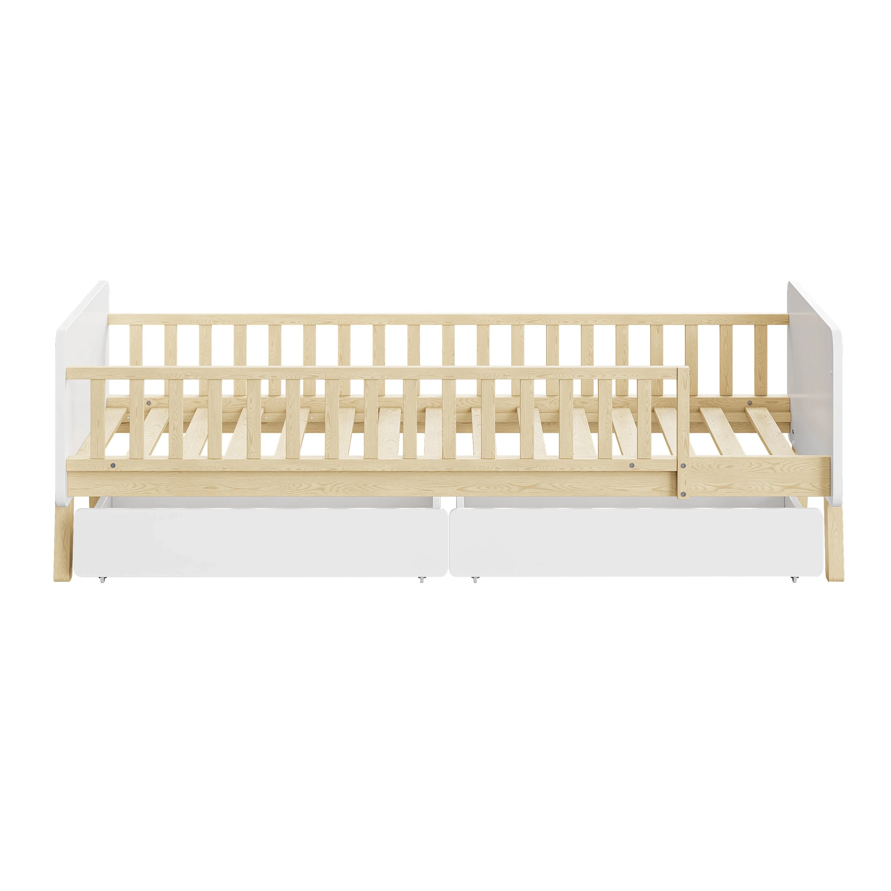 Children's Bed 90x190 Single with 2 Drawers, Solid Wood White - Image 6