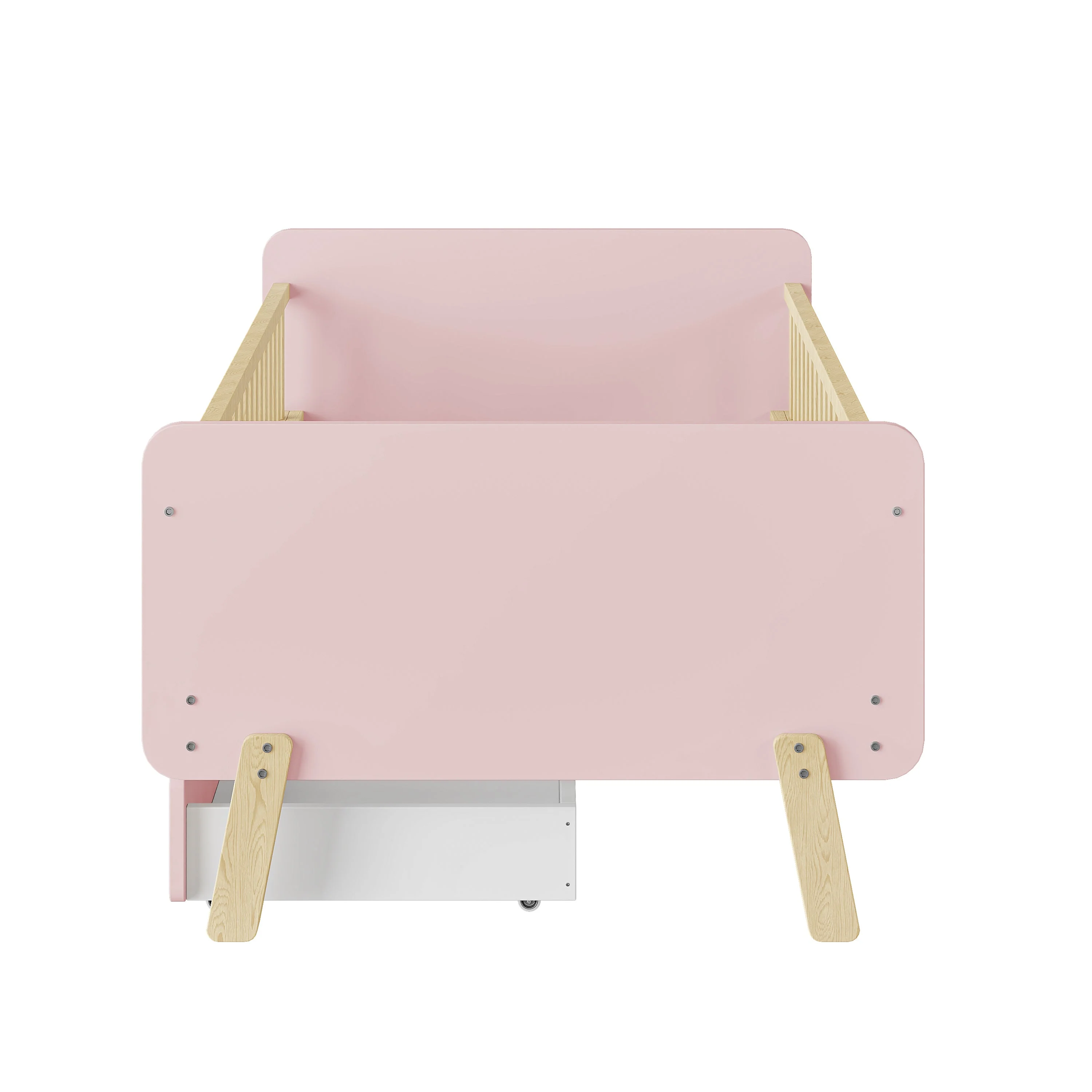 Children's Bed 90x190 with 2 Drawers, Solid Wood, Pink - Image 5