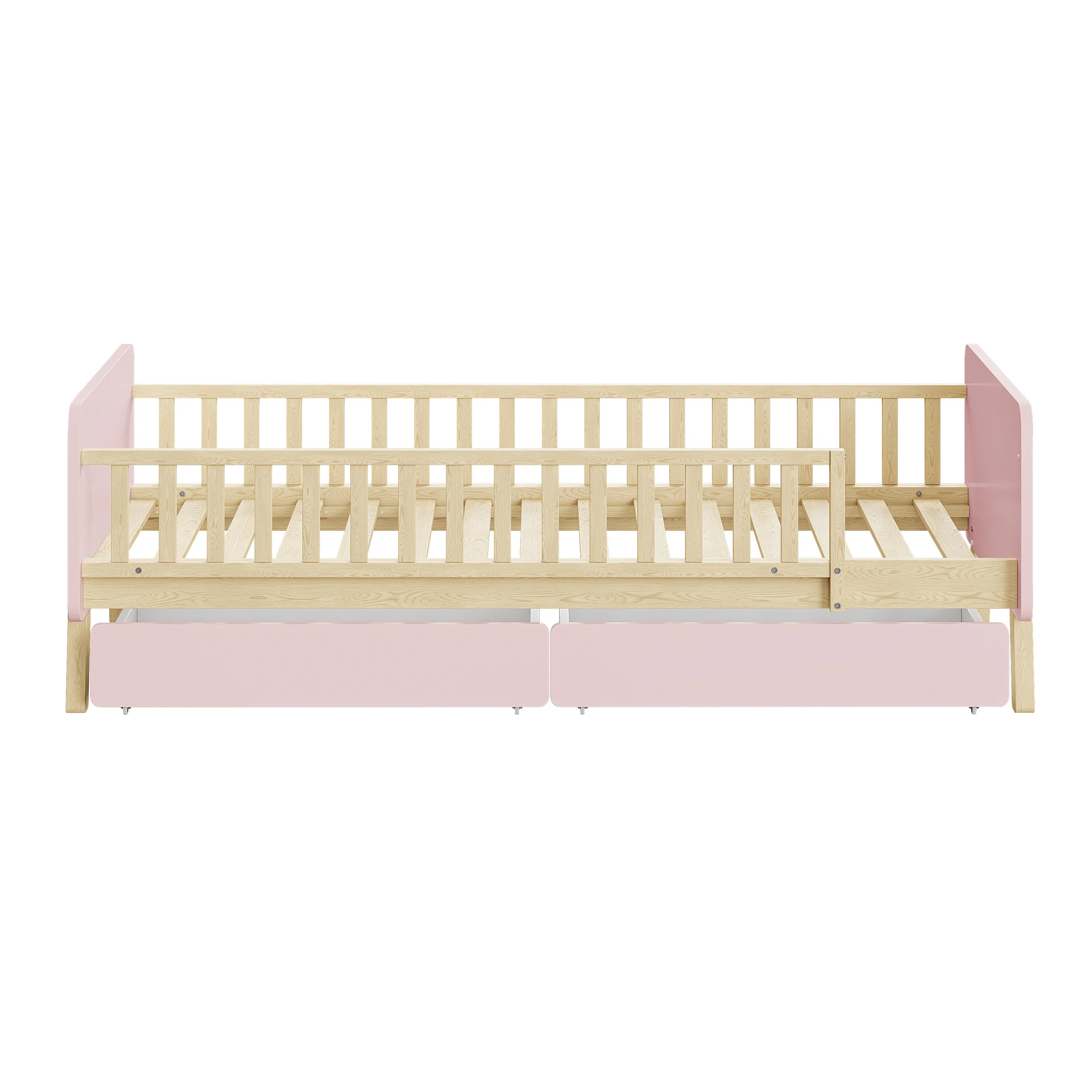 Children's Bed 90x190 with 2 Drawers, Solid Wood, Pink - Image 8