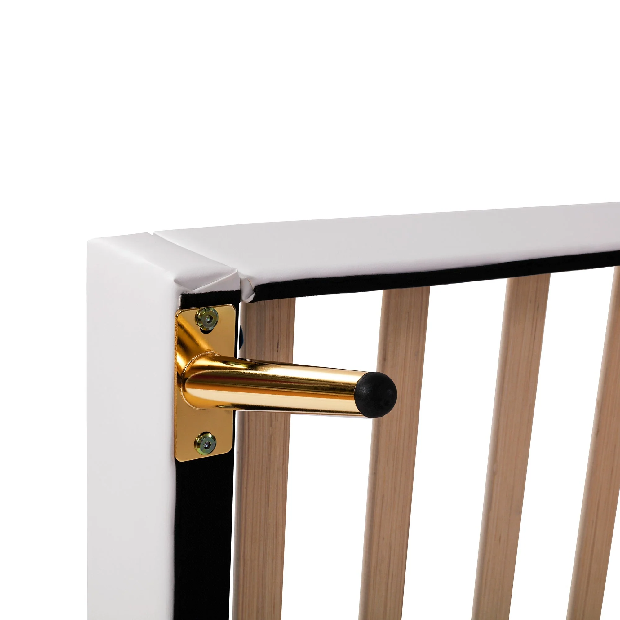 Children's Bed Upholstered, 90x200cm Crown Double Bed Frame with LED Lights, White PU Leather - Image 9