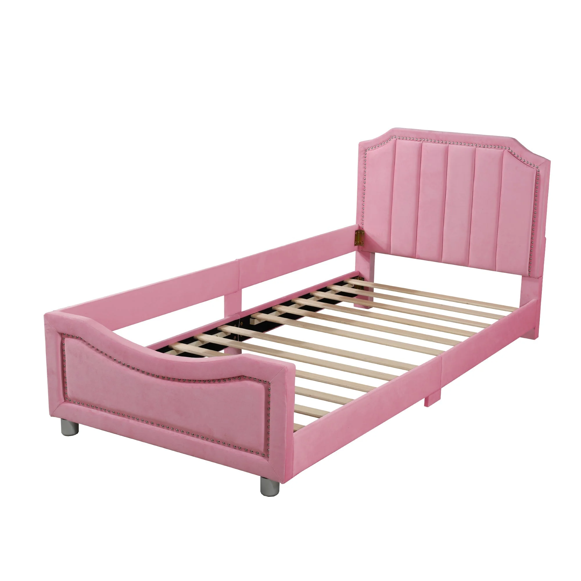 90×200cm Children’s Upholstered Sofa Bed in Pink Flannel - Image 8