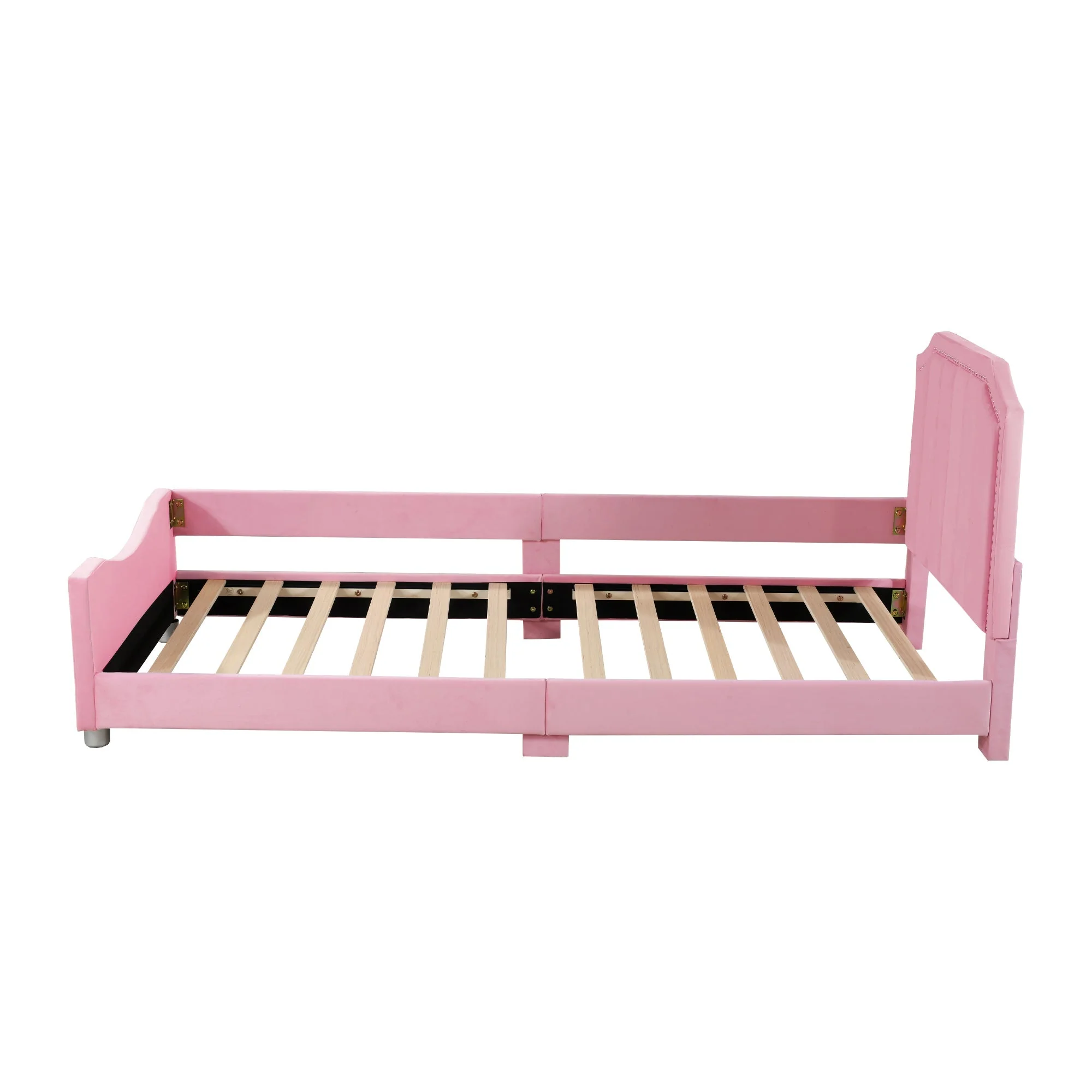 90×200cm Children’s Upholstered Sofa Bed in Pink Flannel - Image 9