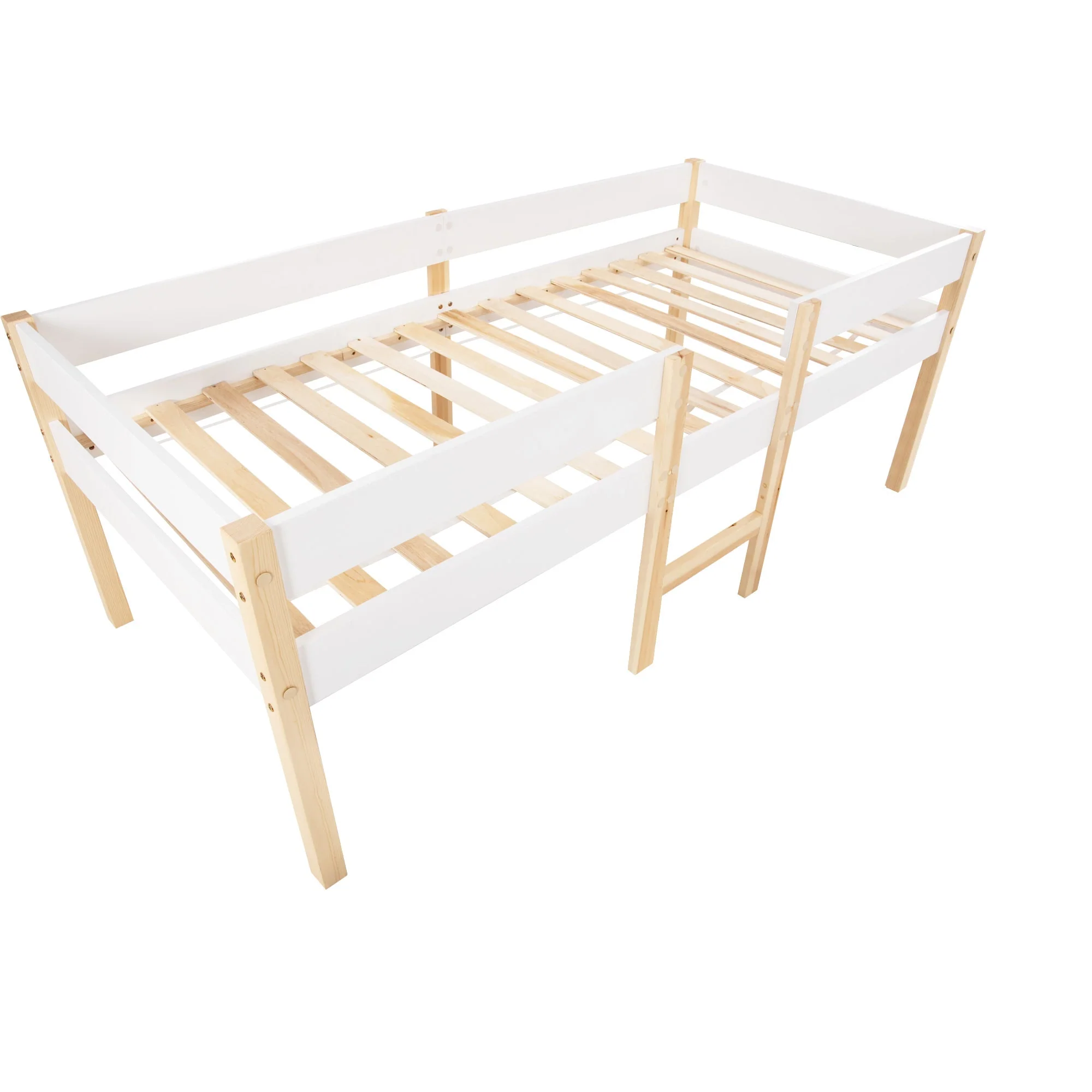 Children's Bed with Drawer & Fall Protection, 90x190cm, Solid Pine Wood, White & Oak - Image 9