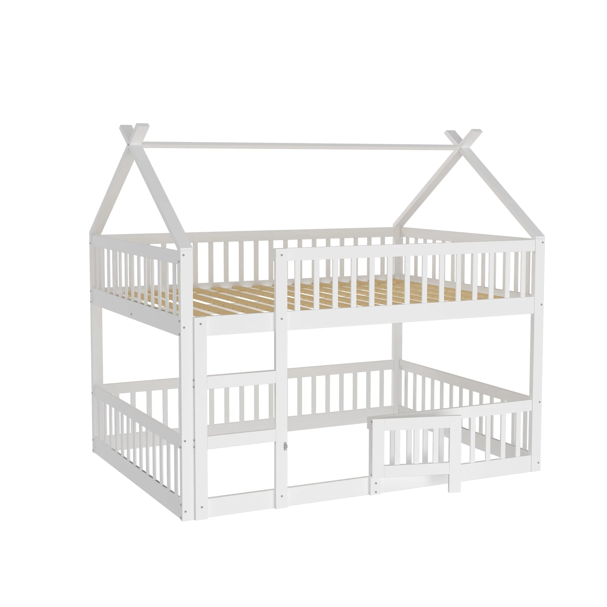 Children's Bunk Bed, 140x200, Stairs, Loft Design, Solid Wood, White - Image 7
