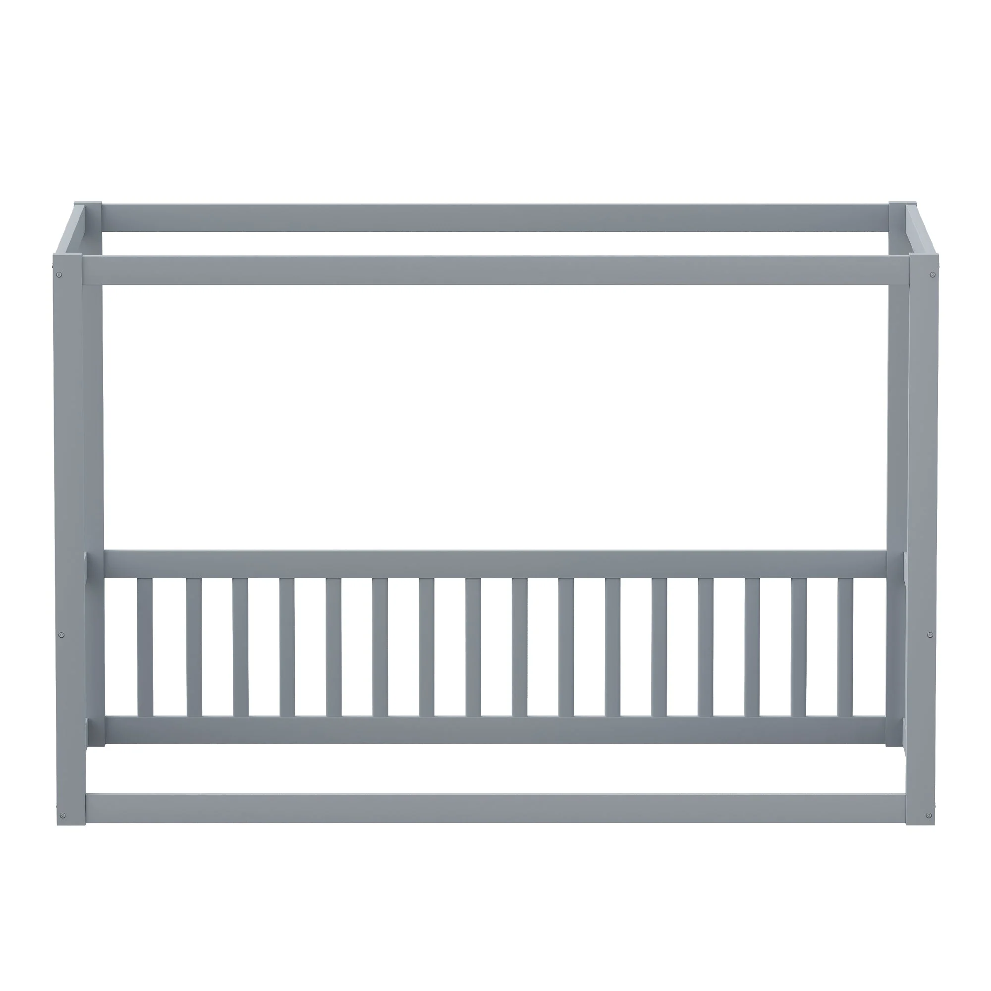 Children's Canopy Bed - 90 x 200 cm, Solid Wood Frame, Grey - Image 7
