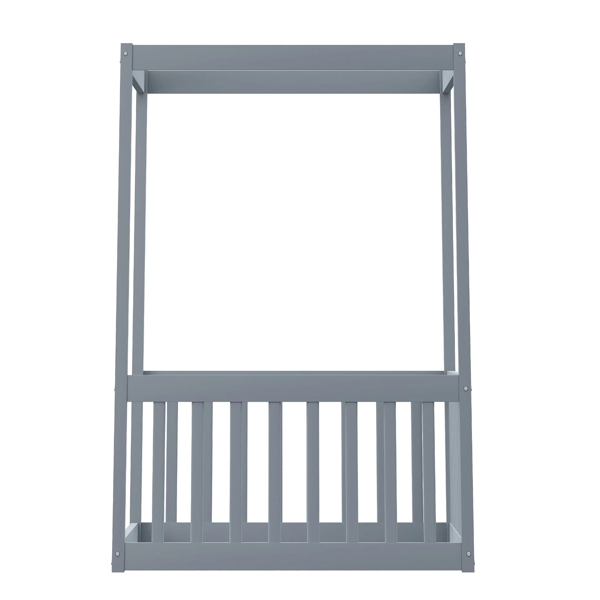Children's Canopy Bed - 90 x 200 cm, Solid Wood Frame, Grey - Image 8