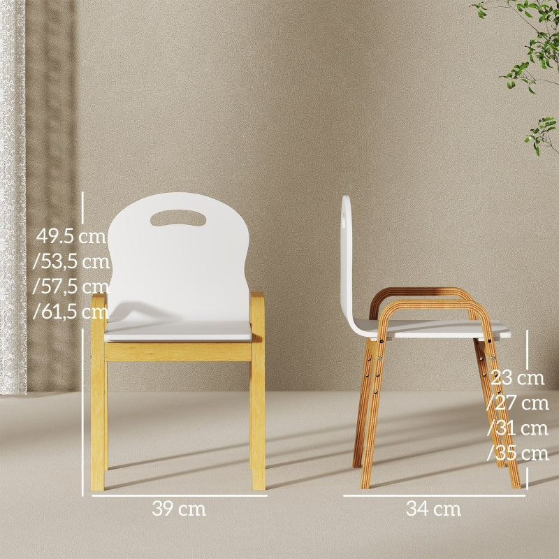 Children's Chair Set Wooden Non-Slip Height Adjustable, White - Image 3