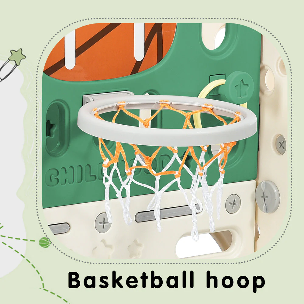 Children's Combo Slide: Long Slide, Storage Box, Tunnel, Stair Ladder, Basketball Hoop, Passage Area, Toddler Slide, Easy Assembly, Convenient Storage, HDPE Material - Image 4