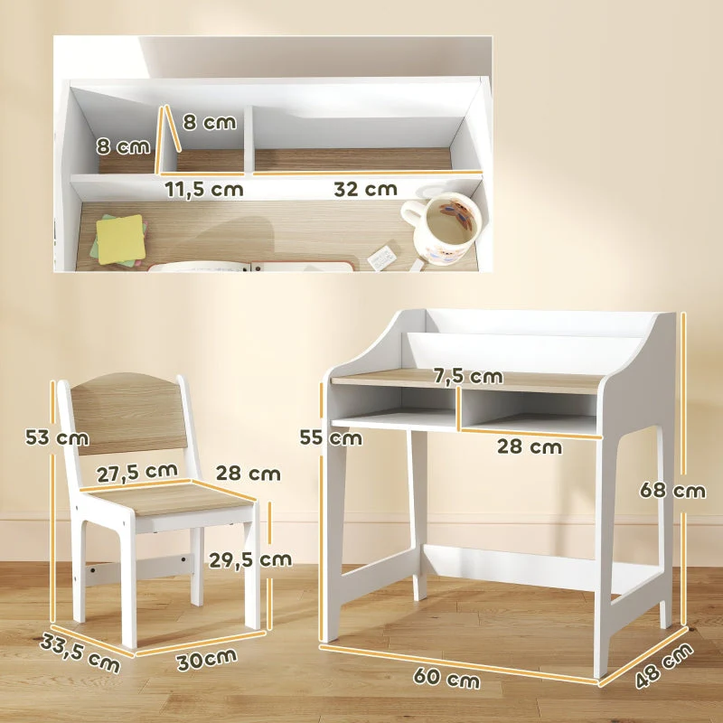 Children's Desk Set, Storage, Chair, Wood - Image 3