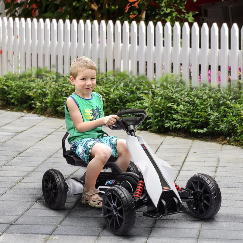 Children's Electric Go-Kart 12V Drift Kart with Adjustable Mode, Safety Belt, White