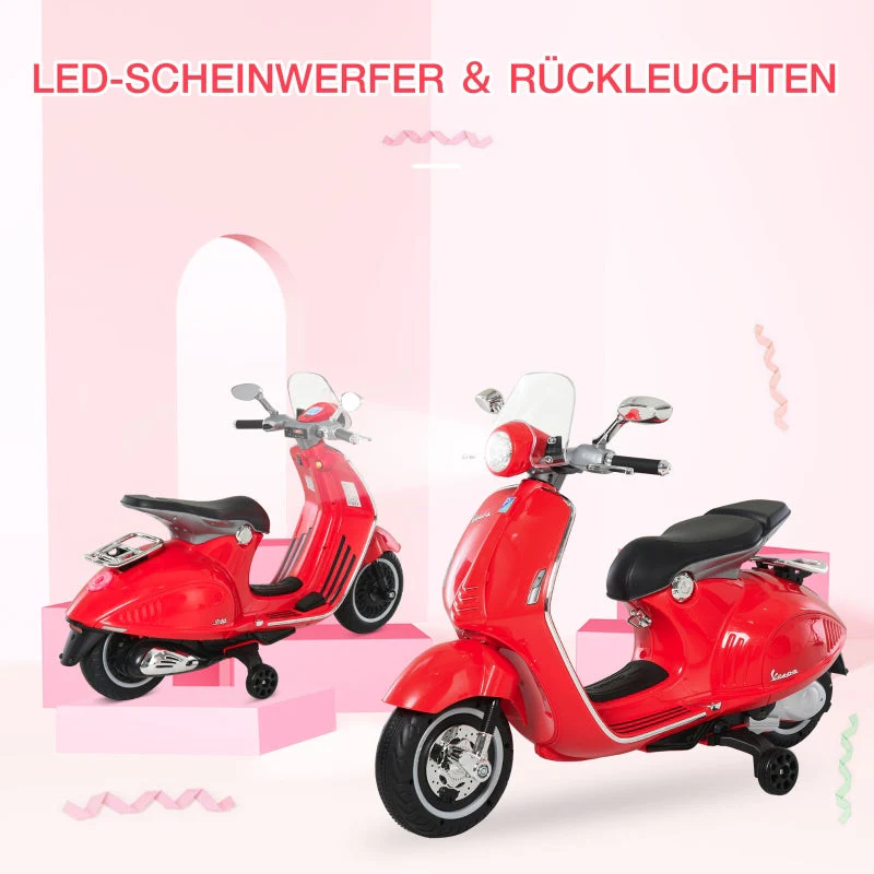 children's electric motorcycle with headlight, music, training wheels, 30 kg load capacity, red - Image 4