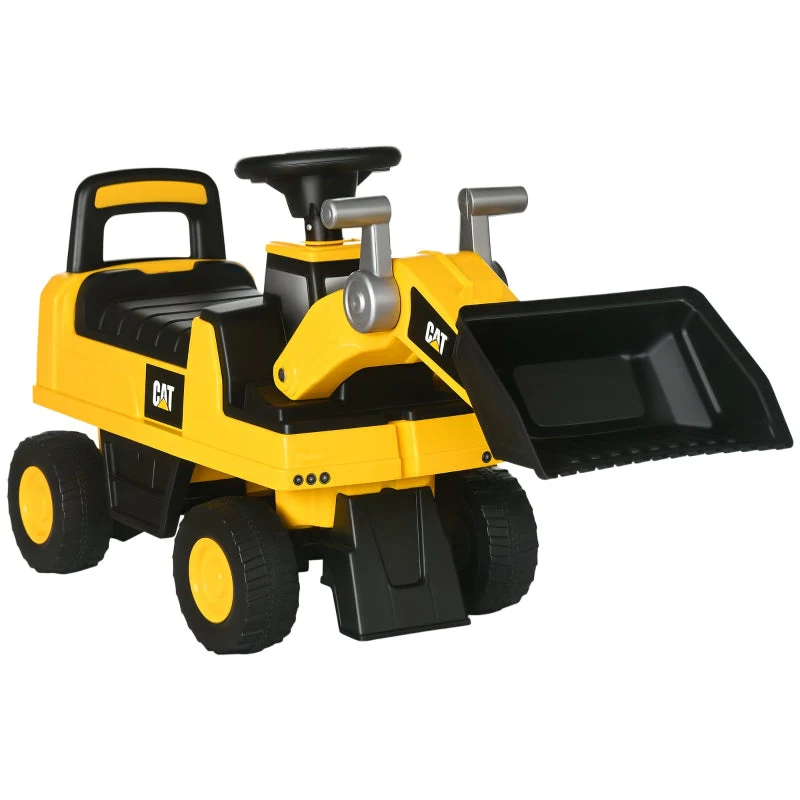Children's excavator ride-on with operable shovel, anti-tip device, non-slip wheels, yellow and black - Image 2