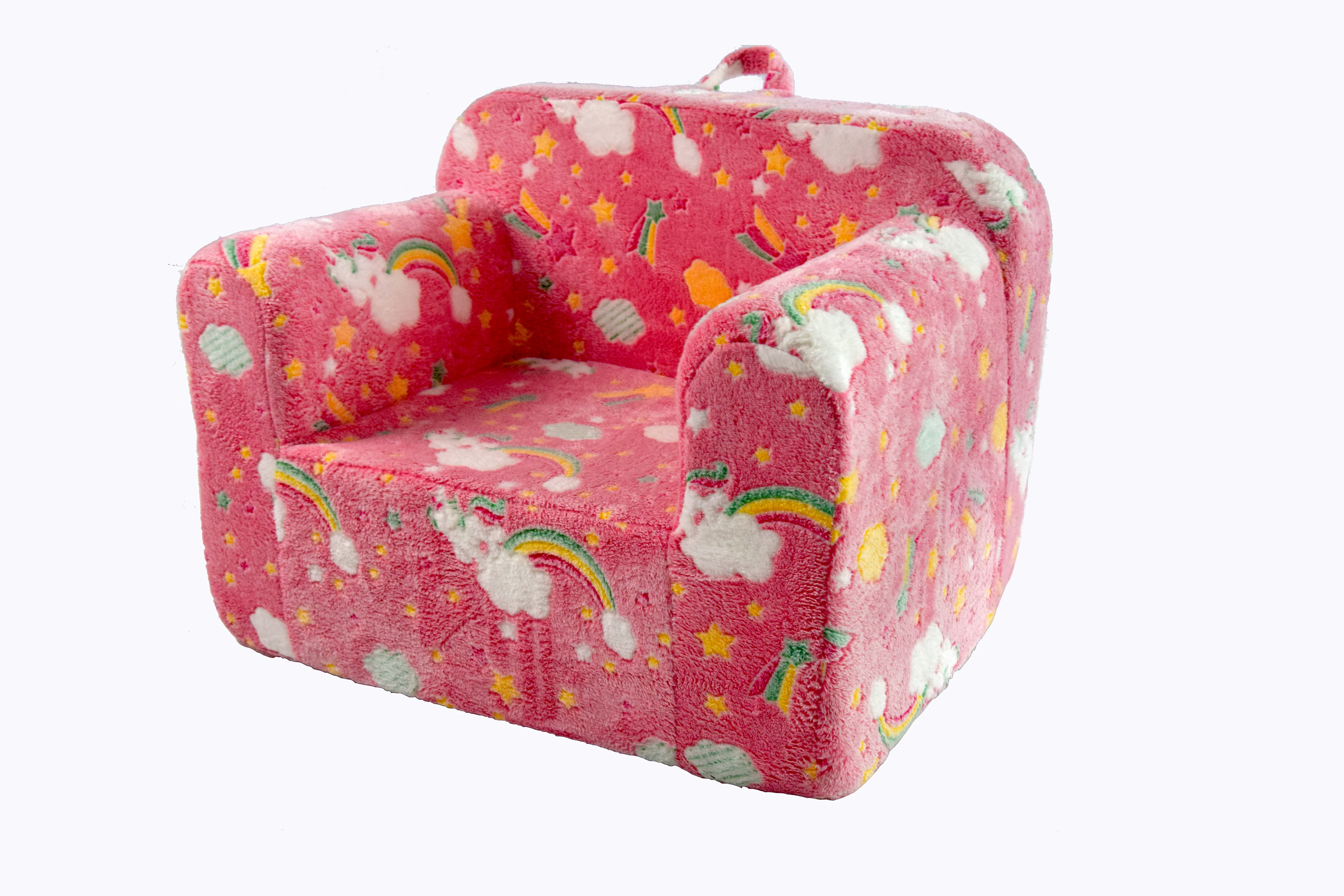 Children's Foam Chair/Sofa - Handle, Pockets - Pink Rainbow - Image 3