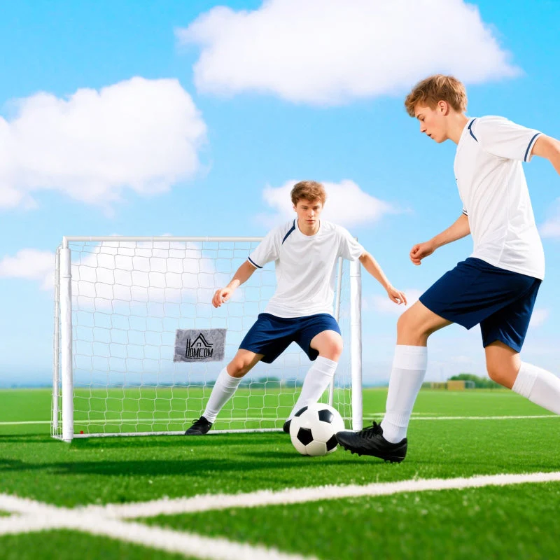 Children's Football Goal with Target Marker and Shock-Absorbing Sleeves, 186x123cm, White - Image 2
