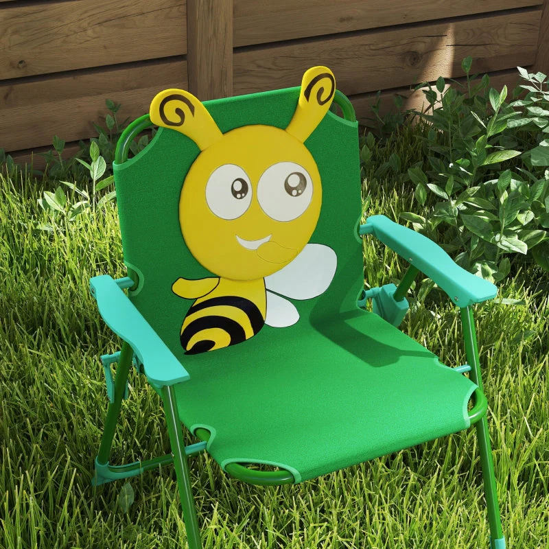 Children's Garden Furniture Set - Table, Chairs, Parasol, Bee Design - Green and Yellow - Image 8