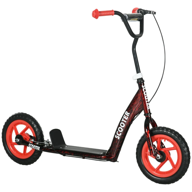 Children's Kick Scooter with Height-Adjustable Handlebar, Brake and Kickstand, Red - Image 2