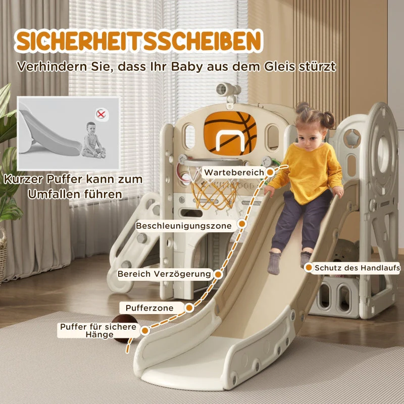 Children's Play Structure with 7-in-1 Slide, Indoor Playground and Crawl Tunnel, Cream White - Image 6