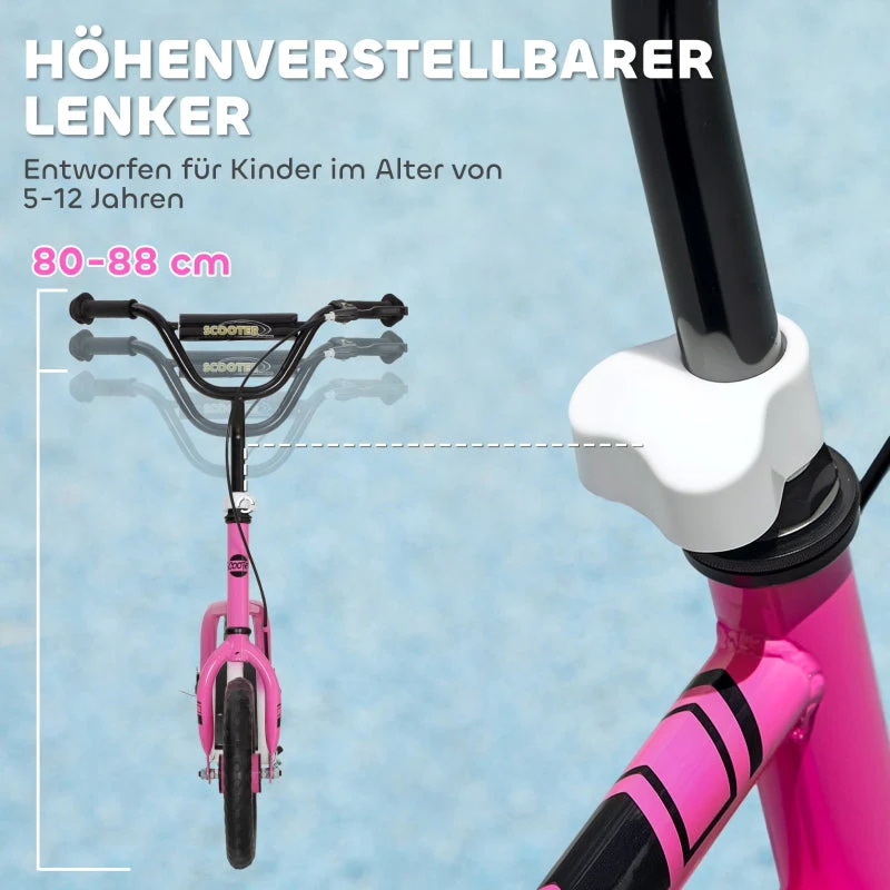 Children's Scooter with Adjustable Handlebars, Large Wheels and Handbrake, Pink - Image 3