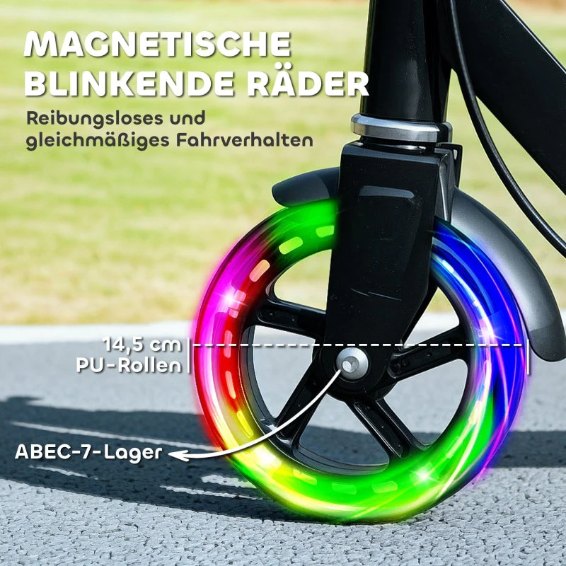 Children's Scooter with Foldable Metal Frame and Double Brakes, Black - Image 5