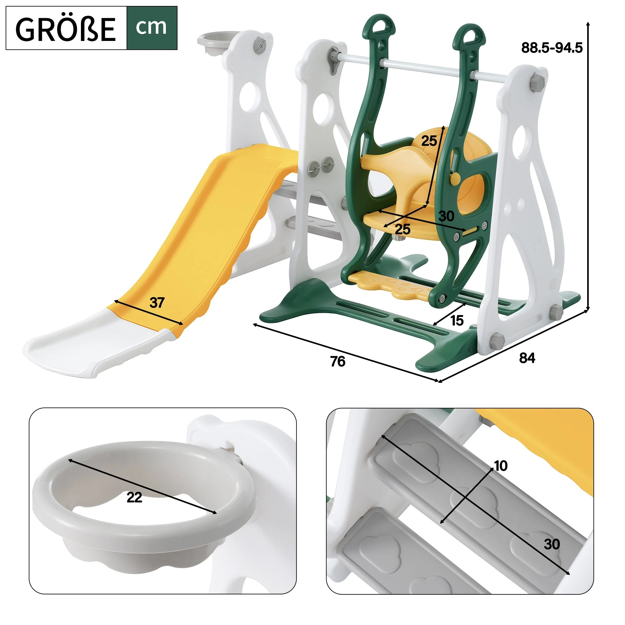 Children's slide with swing, 4 in 1 with slide, staircases, and basketball frame for indoor - Image 9