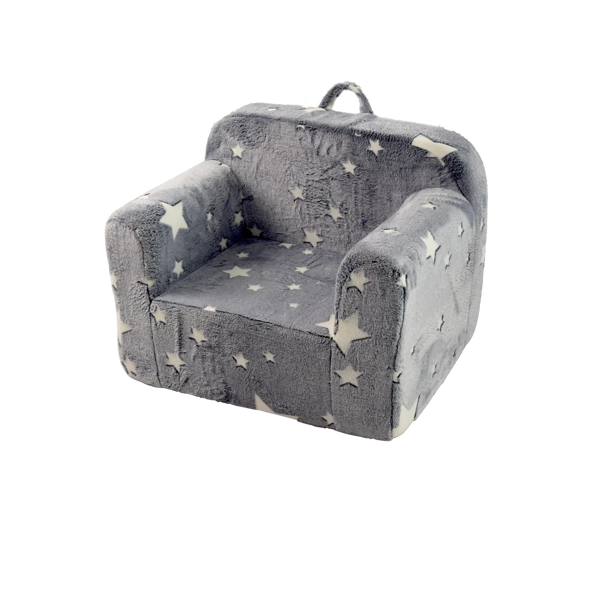 Children's Sofa Toddler Armchair - Lightweight Foam Chair with Carrying Handle & Side Pockets - Grey - Image 3