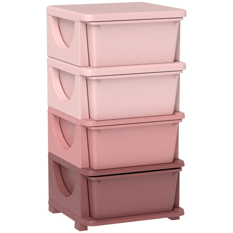 Children's Storage Boxes 4 Drawers Rounded Edges Pink - Image 8