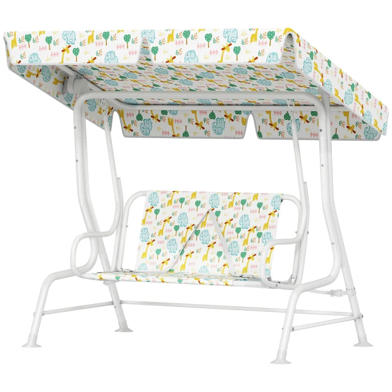 Children's Swing, 2-Seater, 60 kg, White Steel - Image 2